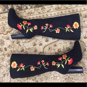 Intentionally Blank Floral Embroidered High Boots